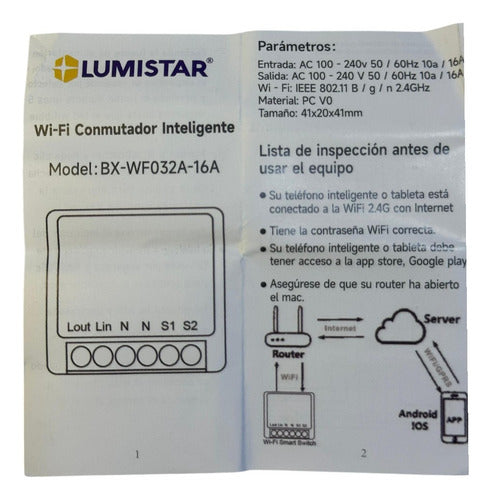 Mini Interruptor Inteligente Con Wifi 16a 100-240v Lumistar