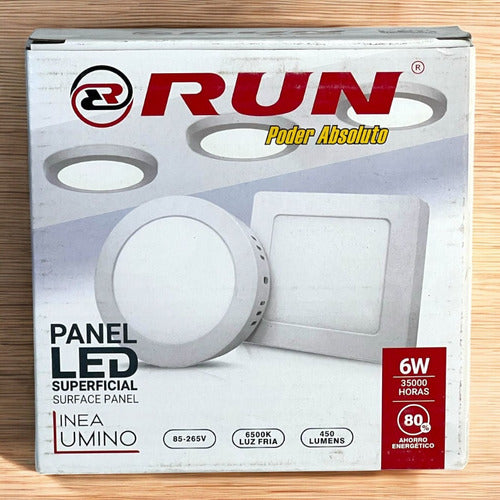 Panel Led Cuadrado Sobreponer 6w 6500k 85-265v Run