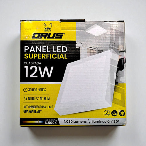 Panel Led Cuadrado Superficial 12w 120-220v Orus