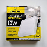Panel Led Cuadrado Superficial 12w 120-220v Orus