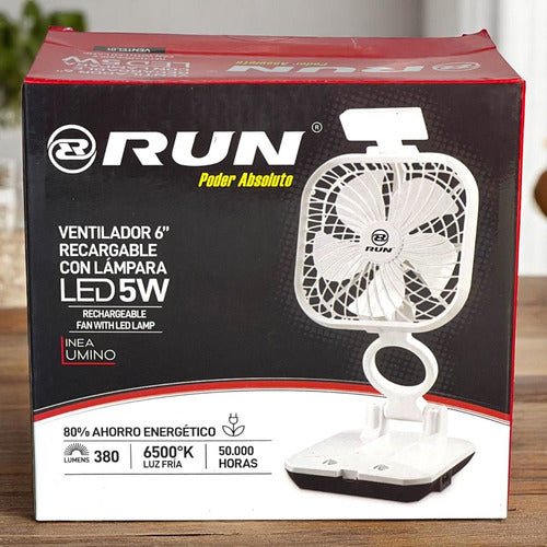 Ventilador Plegable Recargable 6  C/lámpara Led Run