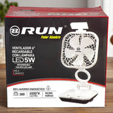 Ventilador Plegable Recargable 6  C/lámpara Led Run