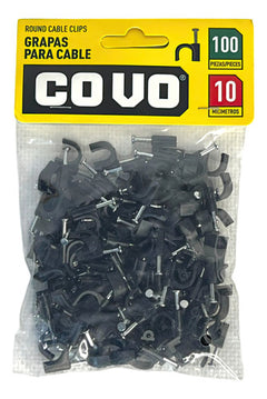 Grapas P/cables C/clavos Negro 10mm Covo