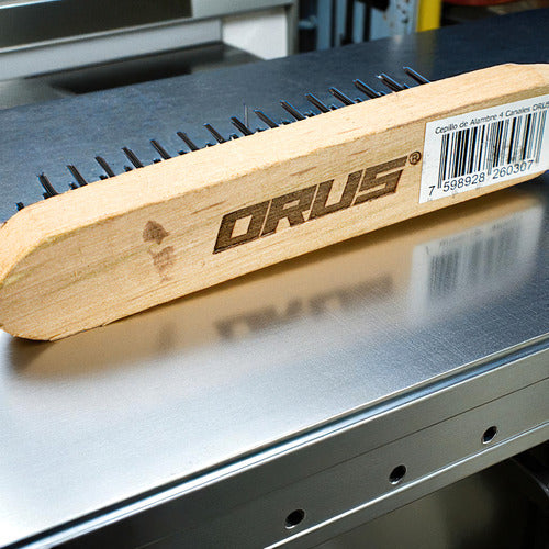 Cepillo De Alambre 4 Hileras Madera Orus