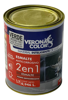 Esmalte 2 En 1 Anticorrosivo Verde 1/4g Verona