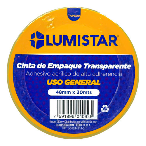 Cinta Embalaje Transparente 30mts Lumistar