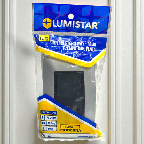 Interruptor Toma Corriente 3way Plata Lumistar