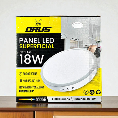 Panel Led Redondo Superficial 18w 120-220v Orus