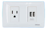 Toma Con Doble Puerto Usb Blanco 15amp Orus