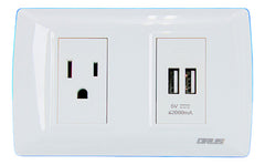 Toma Con Doble Puerto Usb Blanco 15amp Orus