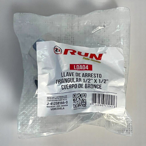 Llave De Arresto 1/2  X 1/2  Manilla Metalica Run