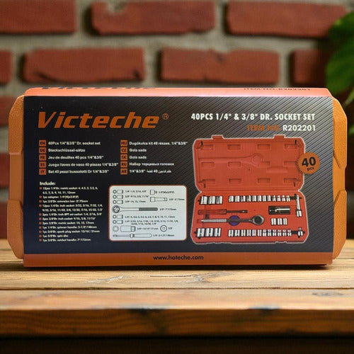 Juego De Rachet 3/8'' A 1/4'' 40pcs Victeche