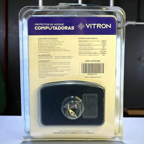 Protector De Voltaje Para Televisores Vitron 3 Tomas 120v