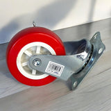 Rueda Giratoria 3  Roja Poliuret Con Freno Vert