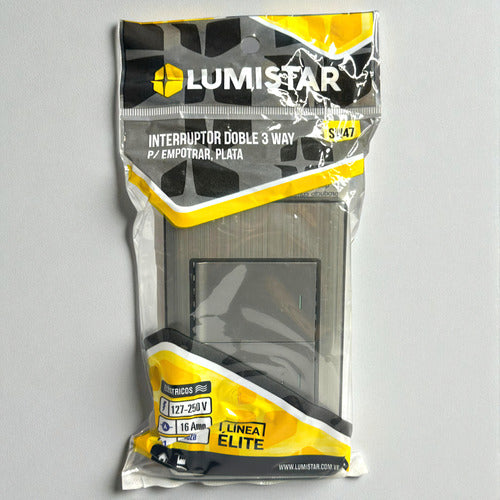 Interruptor Doble Elite 3 Way Plata Lumistar