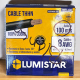Cable Thhn 8awg Rollo 100 Metros Rojo Lumistar