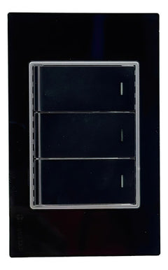 Interruptor Triple 3 Way Lumistar Linea Elite Negro