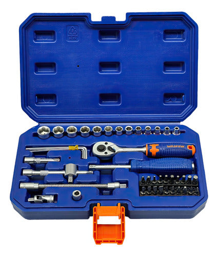 Juego De Dados Ratchet Mecánico 1/4 45pcs Wadfow
