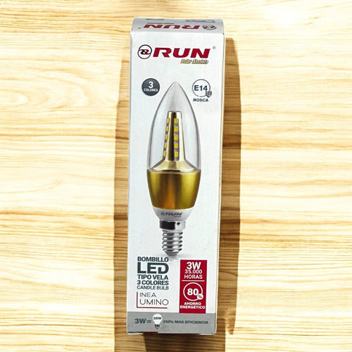 Bombillo Led Tipo Vela 3w E14 Tricolor