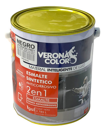 Esmalte 2 En 1 Anticorrosivo Negro 1g Verona