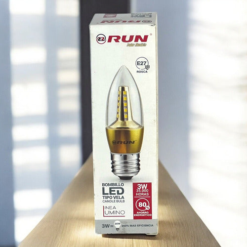 Bombillo Led Tipo Vela 3w E27 Transpente Run