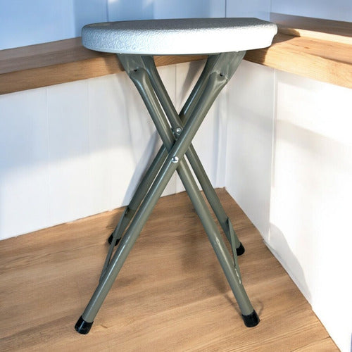 Banco Taburete Plegable De Plastico Gris 30x46cm Costa
