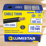 Cable Thhn 10awg Rollo 100 Metros Blanco Lumistar