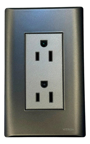 Toma Doble Lumistar Linea Elite Plata