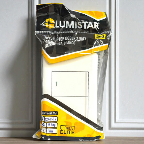 Interruptor Doble Elite 3 Way Blanco Lumistar