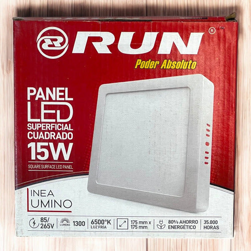 Panel Led Cuadrado Sobreponer 15w 6500k 85-265v Run