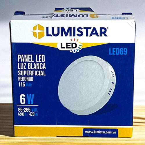 Panel Led Redondo Superficial 6w 110mm Luz Blanca Lumistar