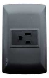 Toma Sencillo C/tierra Negro Mate 15amp Orus