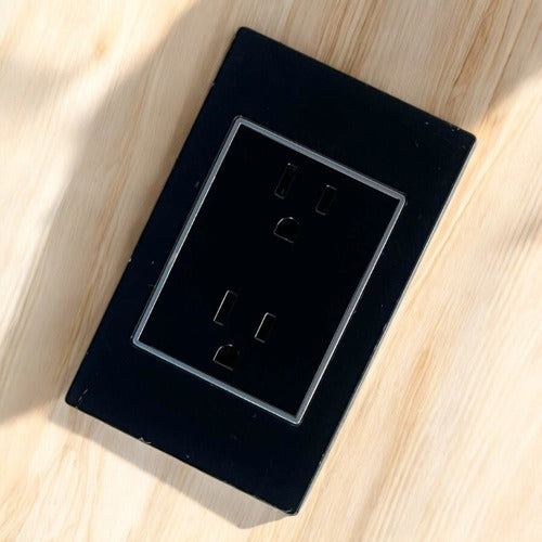 Toma Doble Elite Negro 127-250v 15amp Lumistar