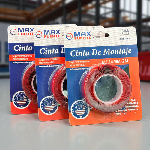 Cinta Doble Faz Transparente Max Fuerte 24mm-2mts