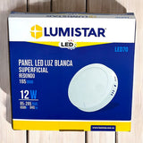 Panel Led Redondo Superficial 12w 165mm 85-265v Lumistar