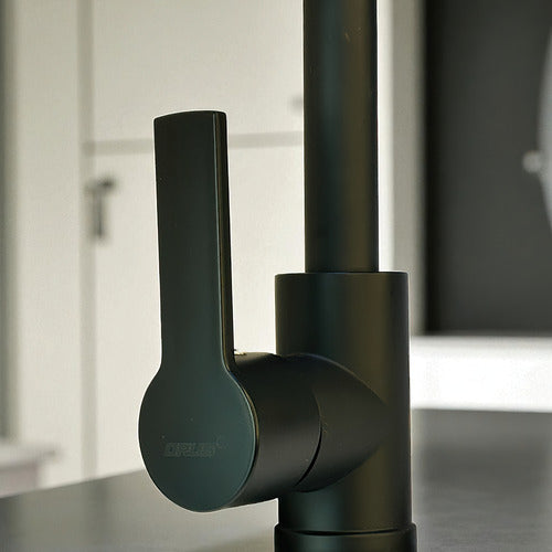 Llave Griferia De Lavamanos Monomando Negro Mate Orus