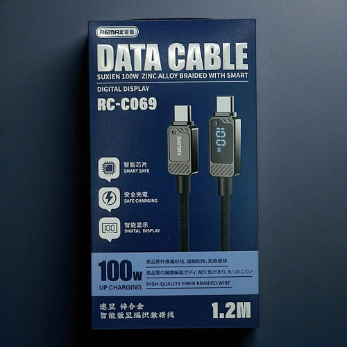 Cable Tipo C Carga Rapida Remax Con Display 100w 1.2 Mtrs