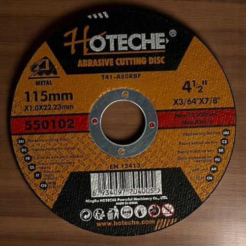 Disco De Corte Fino 4 1/2'' 115x1.0x22.23mm Pack 3u Hoteche