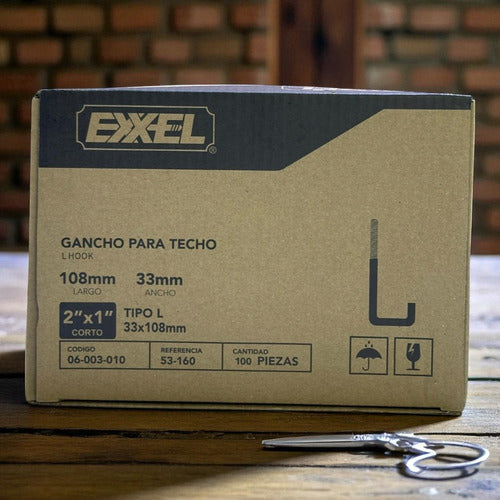 Gancho Para Techo Corto 2x1 100und Exxel