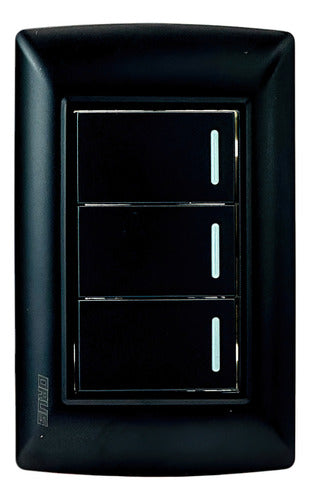Interruptor Triple Negro Mate 10amp Orus