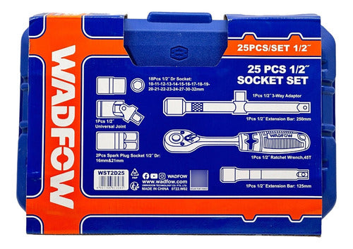 Juego De Dados Ratchet Mecánico 1/4 45pcs Wadfow