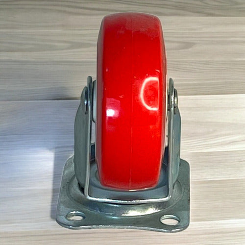 Rueda Giratoria 3  Roja Poliuret Sin Freno Vert