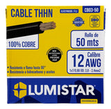 Cable Thhn 12awg Rollo 50 Metros Lumistar