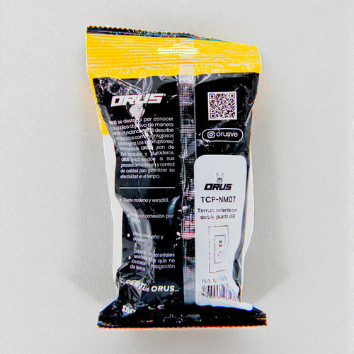 Toma Con Doble Puerto Usb Negro Mate 15amp Orus