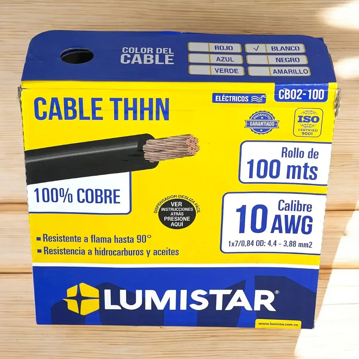Cable Thhn 10awg Rollo 100 Metros Blanco Lumistar