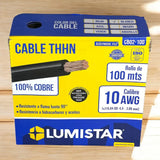 Cable Thhn 10awg Rollo 100 Metros Blanco Lumistar