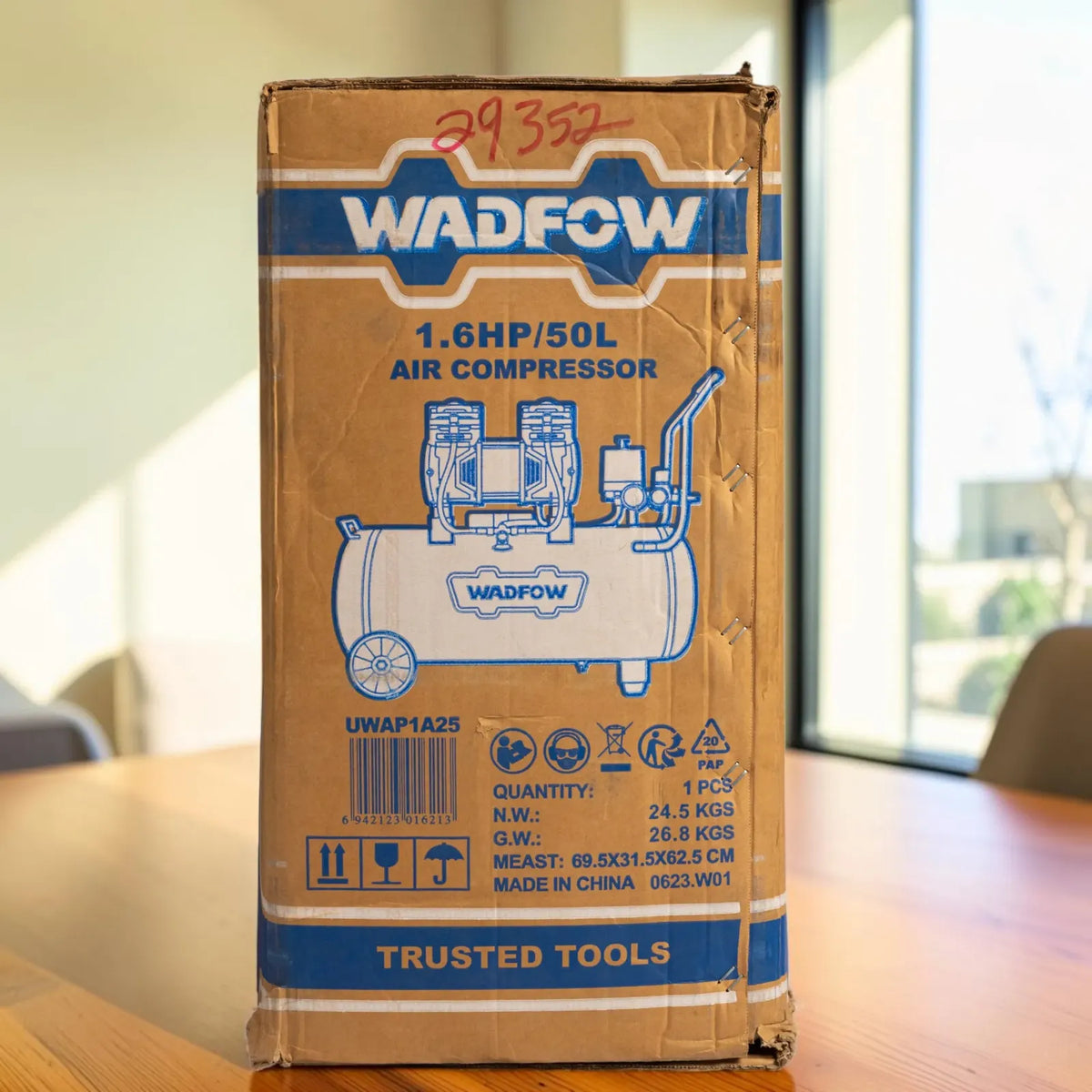 Compresor De Aire 50 Litros 1.6hp Sin Aceite Wadfow