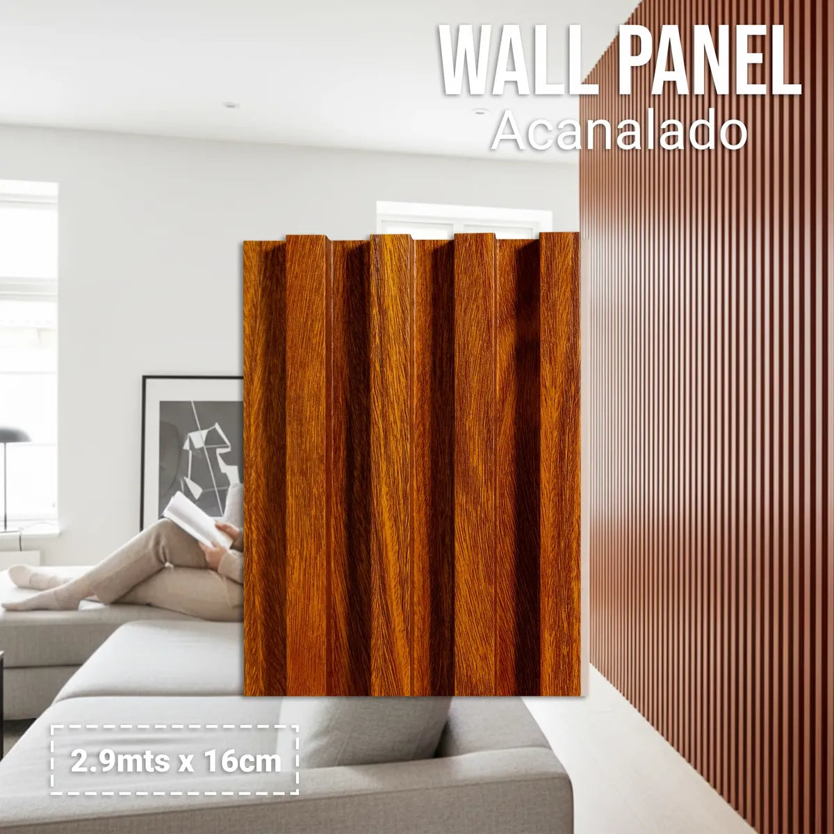 Wall Panel Acanalado Pvc 16cm X 2.9m Wpc