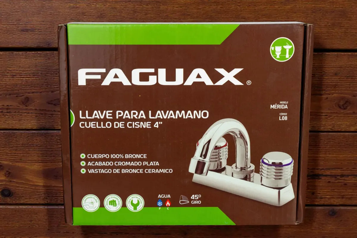 Llave Lavamanos Doble Cuello Cisne Faguax