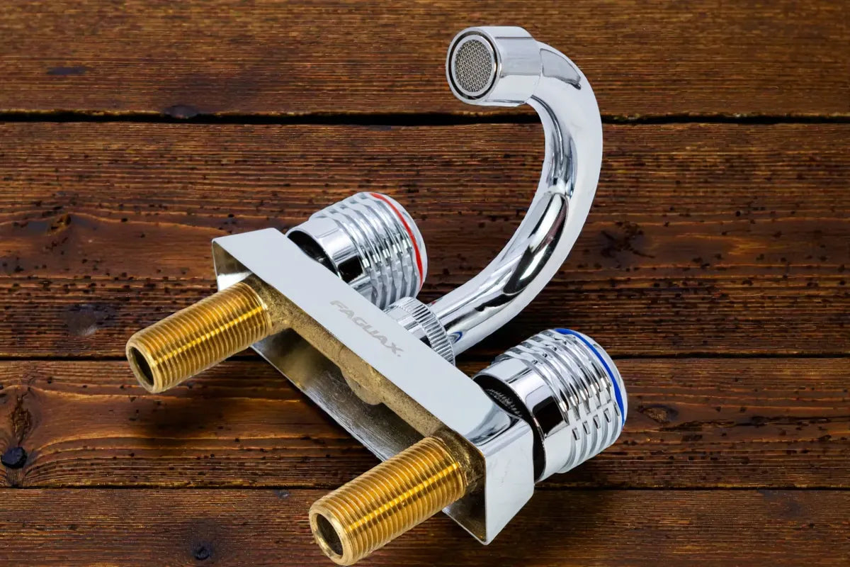 Llave Lavamanos Doble Cuello Cisne Faguax